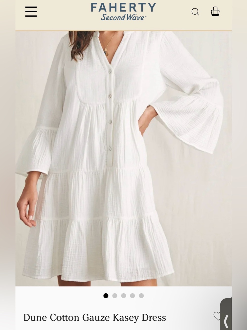 Faherty Dune Cotton Gauze Kasey Dress — White